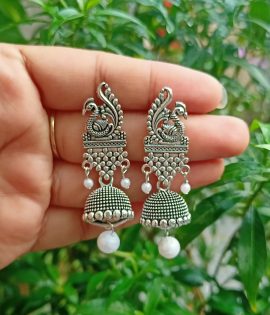 Silver Peacock Earrings | Unique Design light weight