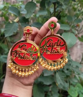 Kudi Pataka Earring For Bride Acrylic Red Earring for Women & Girls