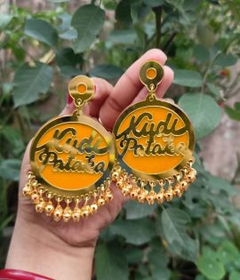 Kudi Pataka Earring For Bride Acrylic Yellow Earring for Women & Girls