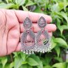 Jhumka Earrings – Small Oxidized Silver Lightweight Oval Shape Design for Girls & Women