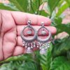 Peacock Shape Jhumka Earrings – Small Oxidized Silver Lightweight Peacock Feather Design for Girls & Women