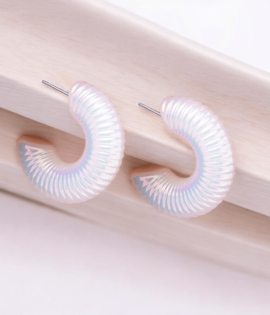 Trendy White Hoop Earrings for Women - Celebrity Inspired, Stylish, Lightweight, and Statement korean Earrings