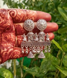 Silver Barat Design Earrings | Elegant & Timeless | Indian Jewelry