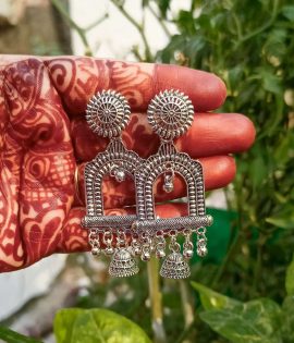 Silver Design Earrings | Boho Chic | Indian Fusion Jewelry