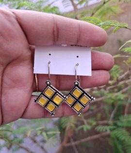 Oxidized Yellow Earrings Party Wear