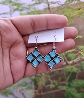 Oxidized Blue Earrings Party Wear