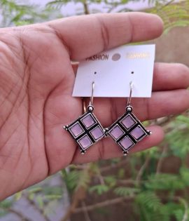 Oxidized Light Pink Earrings Party Wear
