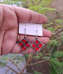 Oxidized Red Earrings Party Wear