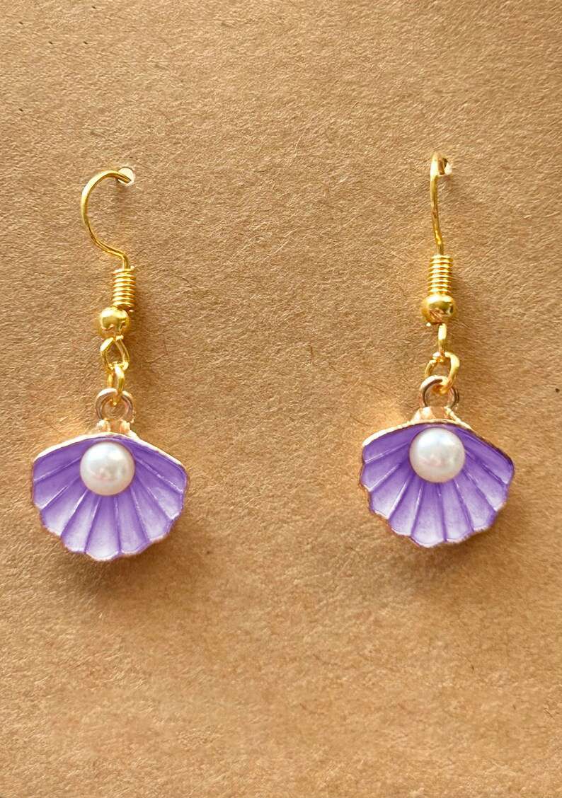 Purple Shell and Pearl Earrings Aadvik Collections