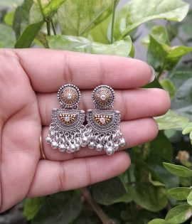 Dual Tone Oxidized jhumki Earring for girls and women Light Weight