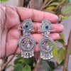 Mor Pankh Jhumka Earrings – Small Oxidized Silver Lightweight Peacock Feather Design for Girls & Women