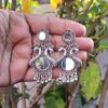 Small Oxidized Silver Jhumka Earrings – Lightweight Traditional Peacock Design for Girls & Women