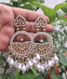 Traditional Gold Plated Pearl Drop Earrings | Bollywood-Inspired Ethnic Earrings
