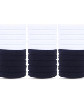 Daily use Ponytailers Hair Ties Elastic Rubber band Black and White Color Soft & Strong for Women/Girls (Pack of 30)