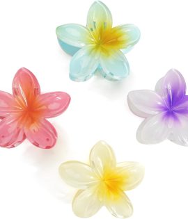 Stylish Korean Hair Clips for Women, Flower Clutcher Claw Set | Cute Floral Hair Accessories for Women and Girls Pack of 4 (Random Color)