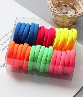 Daily use Ponytailers Hair Ties Elastic Rubber band Neon Color Soft & Strong for Women/Girls (Pack of 30)